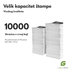 Infografika kapaciteta Samsung MLT-D208L kompatibilnog tonera – 10000 stranica u crnoj boji prema ISO-IEC 19752